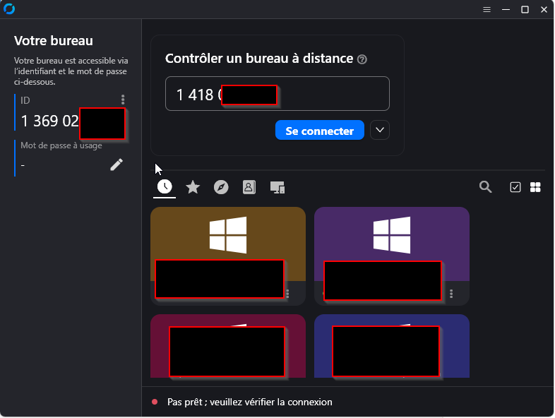 Écran d'accueil de l'assistant de connexion sécurisée