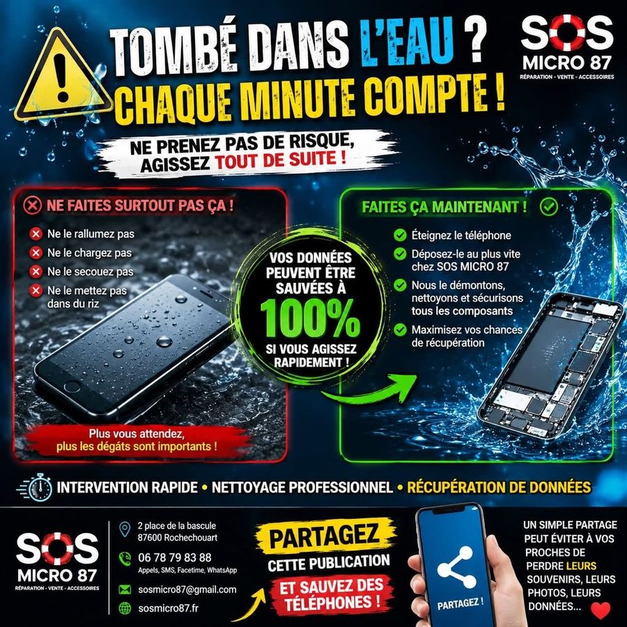 Téléphone tombé dans l'eau : les bons réflexes en attendant la réparation